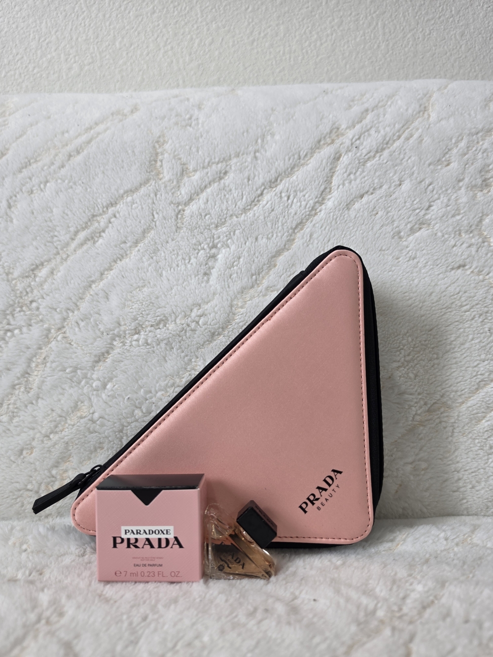 Prada Pink Triangle Pouch - Prada Beauty Collection